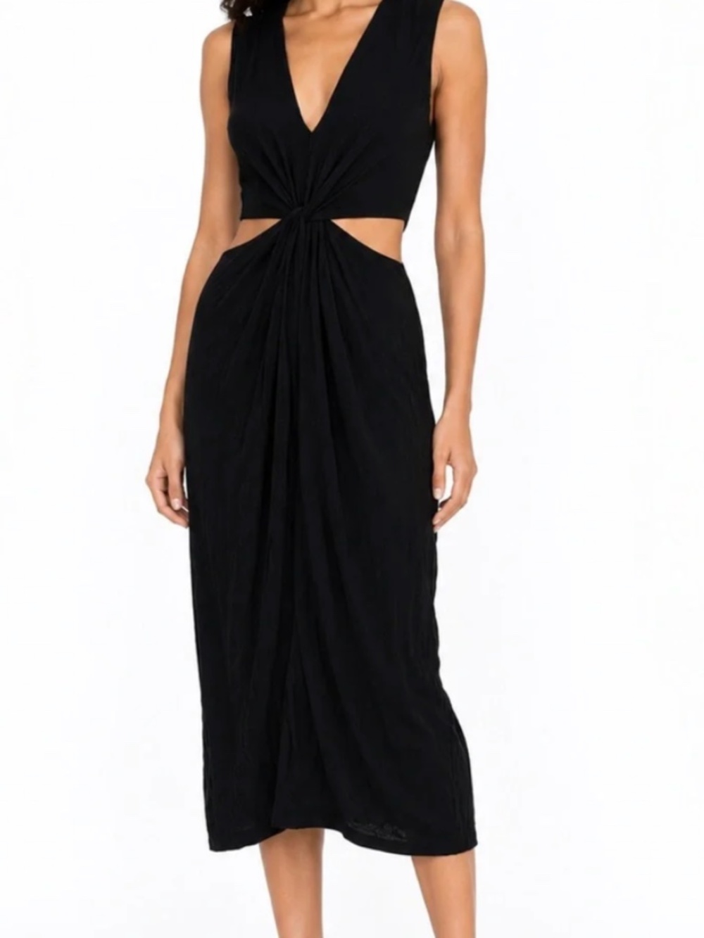 Alice + Olivia Black Twist Front Cutout Sleeveless Midi Dress Size 0